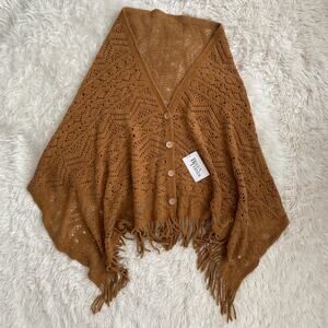 NWT Bijoux Terner Cardishawl Button Metallic in Golden Caramel, One Size
